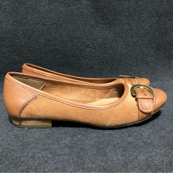 Clarks Active Air Lockney Ice Brown Flats Buckle Slip On Comfort Womens Sz 6.5 - Picture 1 of 10